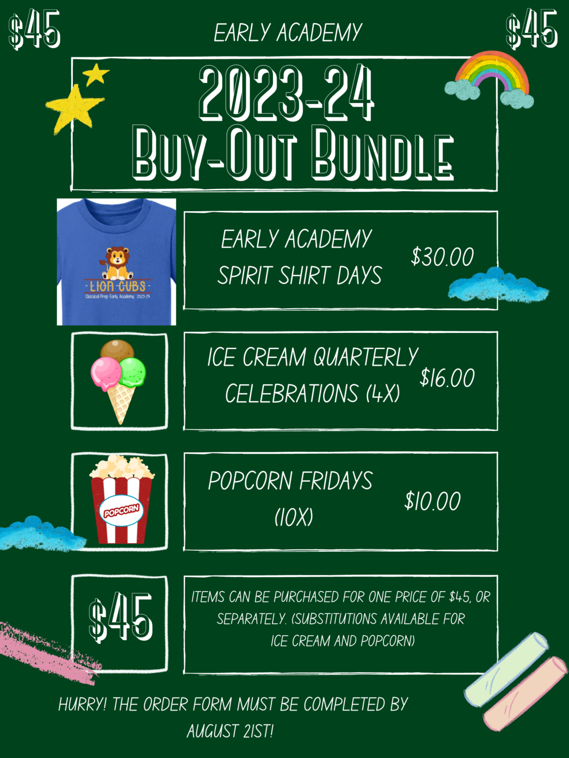 Early Academy Buy Out Bundle Flyer
